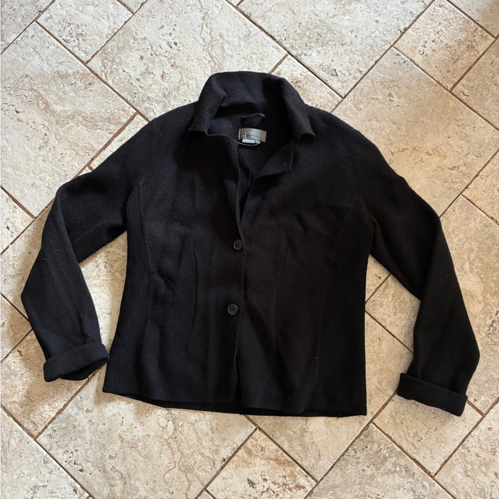 Anthropologie Black Knit and Woven Blazer Jacket
